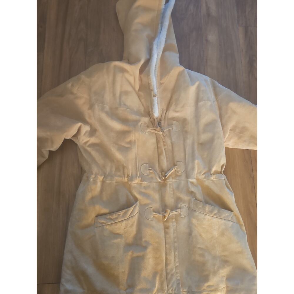 Vintage Adventure Bound by Wilsons Leather Hooded Coat Faux Shearling Men's L